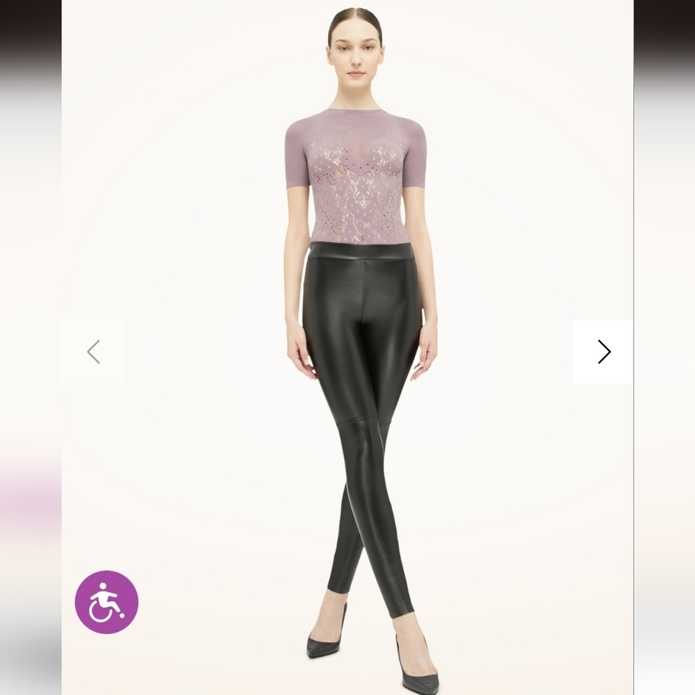 Wolford Faux Leather Estella Leggings Black Run Small (10) Fits US 6